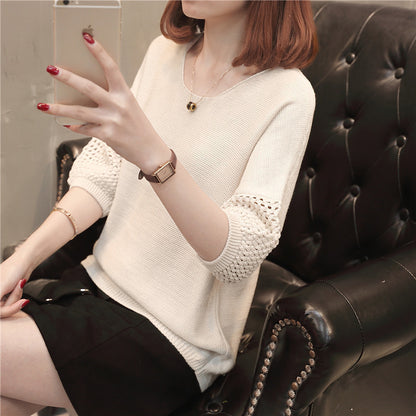 Dames pull en gros tricot avec des manches à trous décoratives Chic und Stil