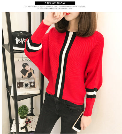 Pull à manches larges et à rayures créatives pour femmes Chic und Stil