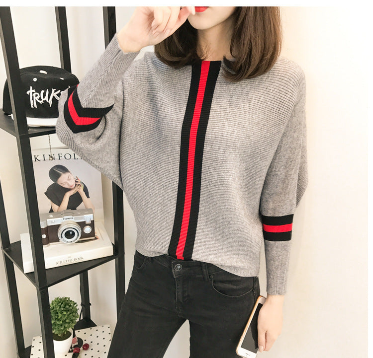Pull à manches larges et à rayures créatives pour femmes Chic und Stil