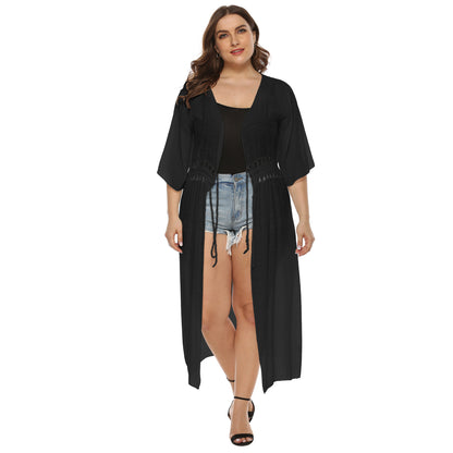 Dames Élégant Transparent Long Cover-Up Kimono Chic und Stil