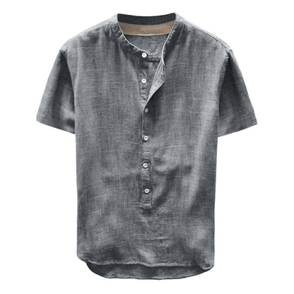 Chemise en lin décontractée pour femme avec col montant et boutonnière marquée Chic und Stil