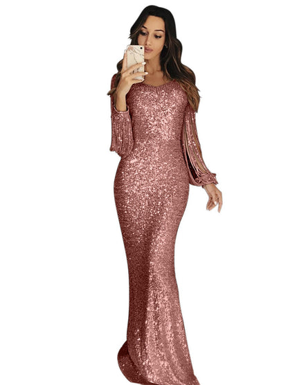 Robe de soirée élégante en sequins pour femmes avec une coupe flatteuse et des manches longues Chic und Stil