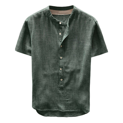 Chemise en lin décontractée pour femme avec col montant et boutonnière marquée Chic und Stil