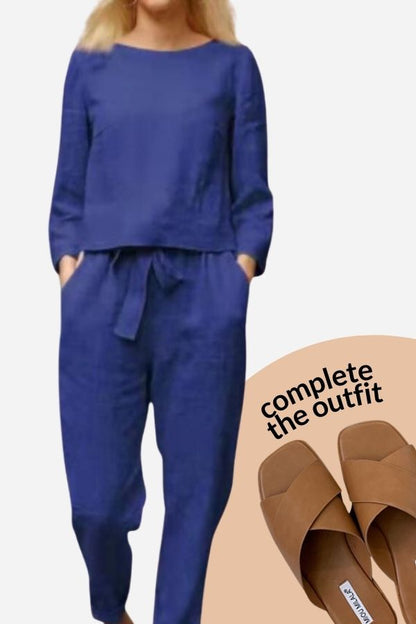 Chic und Stil | Solid Color Linen Two-Piece