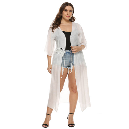 Dames Élégant Transparent Long Cover-Up Kimono Chic und Stil