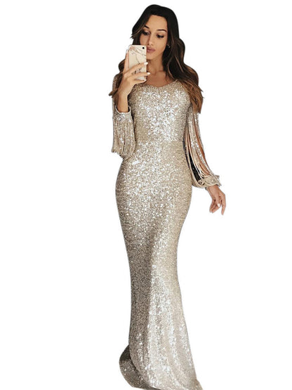 Robe de soirée élégante en sequins pour femmes avec une coupe flatteuse et des manches longues Chic und Stil