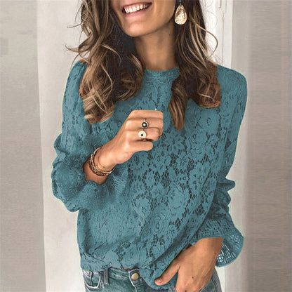 Blouse en dentelle pour femmes avec design floral et coupe élégante Chic und Stil