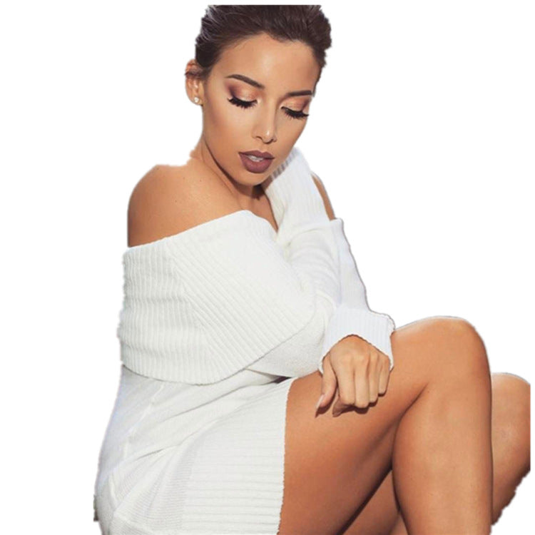 Robe en tricot off-shoulder pour femmes avec manches longues et coupe moulante Chic und Still
