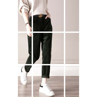 Pantalons large en velours côtelé taille haute pour femmes Chic und Stil