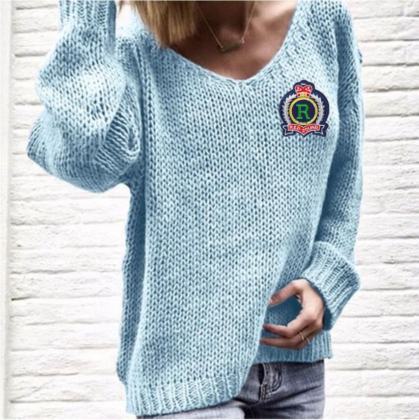 Pull en maille épaisse pour femmes avec décolleté en V profond et coupe décontractée Chic und Still
