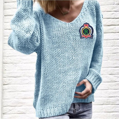 Pull en maille épaisse pour femmes avec décolleté en V profond et coupe décontractée Chic und Still