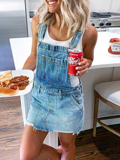 Robe à bretelles pour dames en denim de haute qualité avec des détails de boutons stylés Chic und Stil
