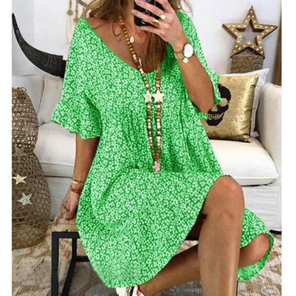 Robe décontractée pour femmes avec des manches volumineuses et un décolleté en V profond Chic und Stil