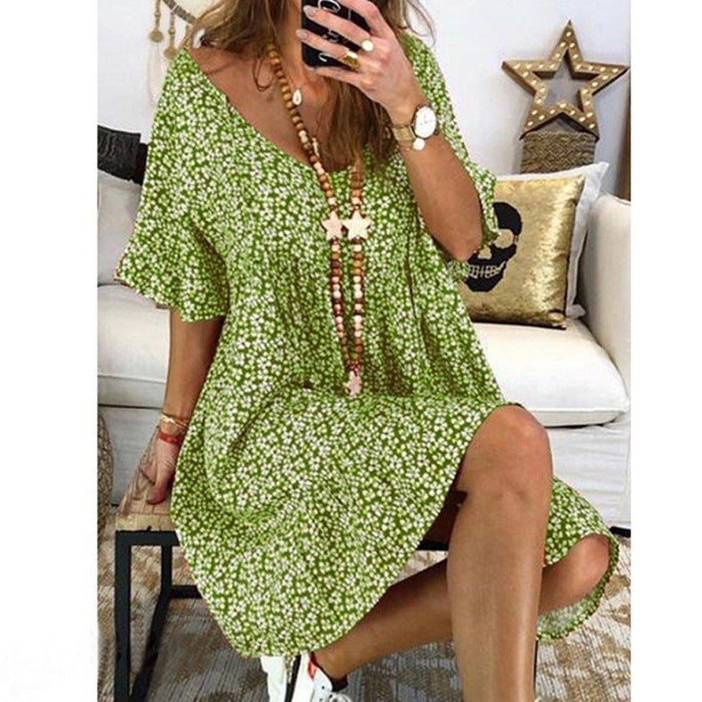 Robe décontractée pour femmes avec des manches volumineuses et un décolleté en V profond Chic und Stil