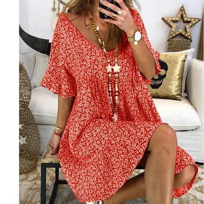 Robe décontractée pour femmes avec des manches volumineuses et un décolleté en V profond Chic und Stil