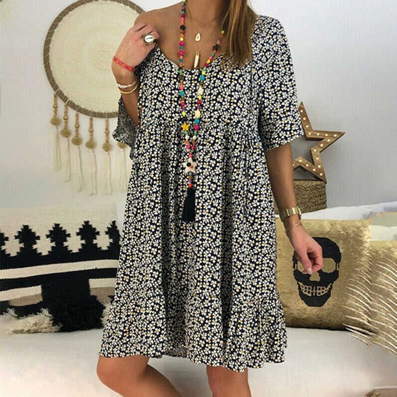 Robe décontractée pour femmes avec des manches volumineuses et un décolleté en V profond Chic und Stil