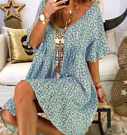 Robe décontractée pour femmes avec des manches volumineuses et un décolleté en V profond Chic und Stil