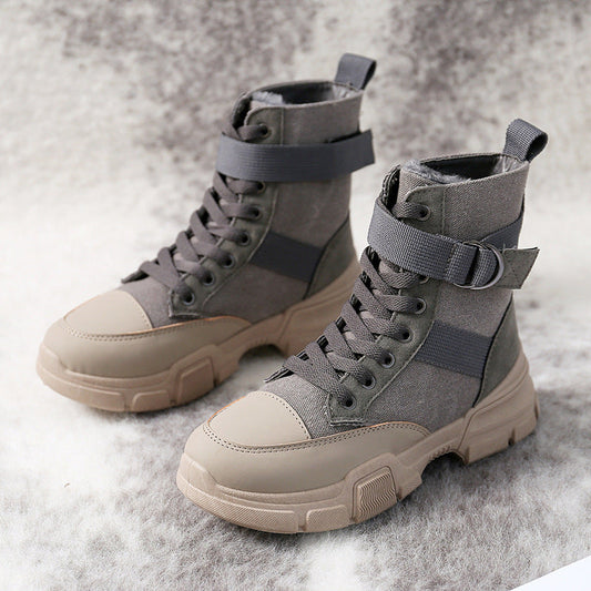 Chic and Stil | High Canvas Motorcycle Boots