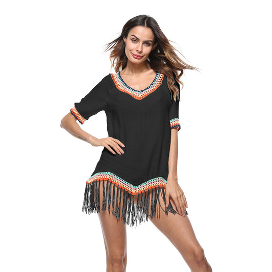 Tunique de plage à franges élégante pour femmes Chic und Stil