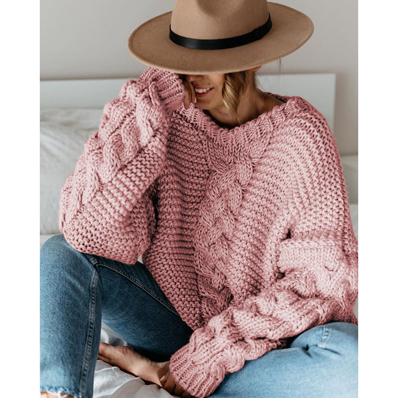 Dames gros pull en tricot avec motif en torsades Chic und Stil
