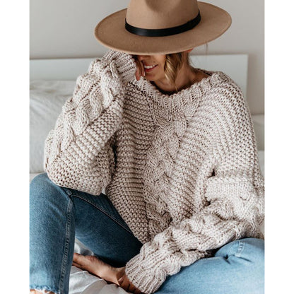 Dames gros pull en tricot avec motif en torsades Chic und Stil