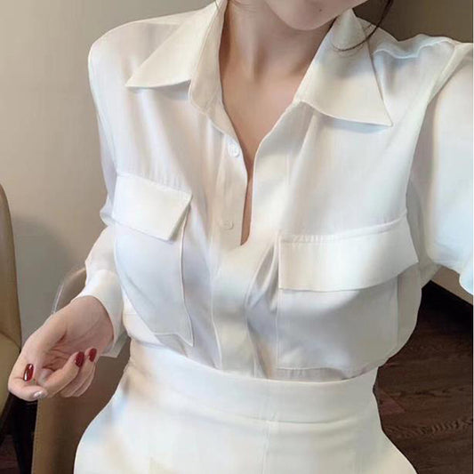 Blouse Boutonnée Utilitaire Contemporaine pour Femme Chic und Stil