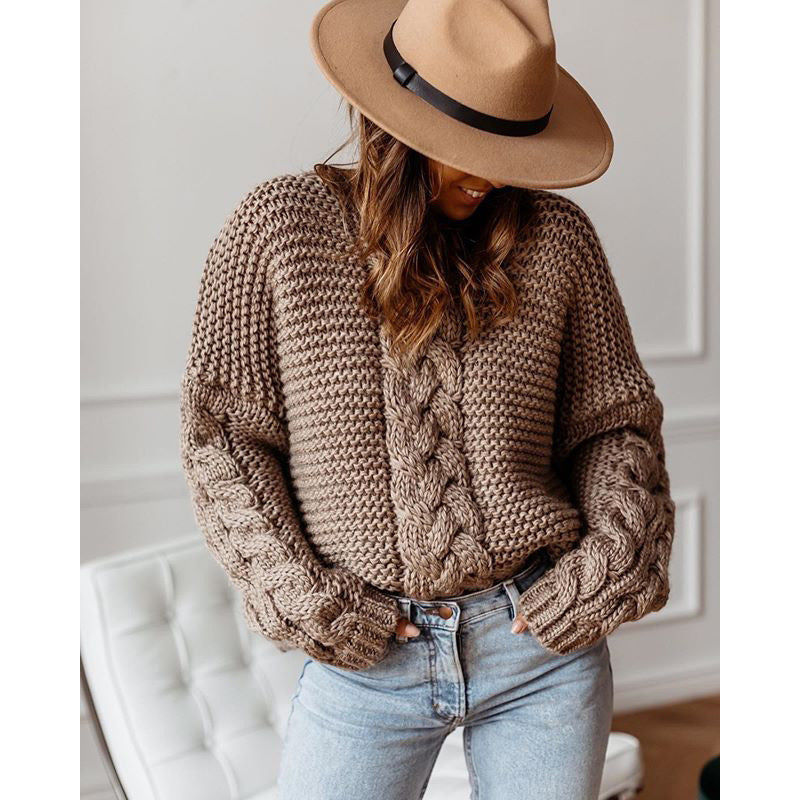 Dames gros pull en tricot avec motif en torsades Chic und Stil