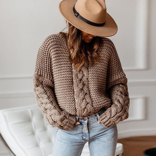 Dames gros pull en tricot avec motif en torsades Chic und Stil