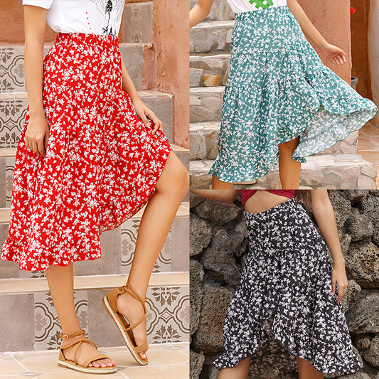 Jupe d'été à fleurs asymétrique pour dames Chic und Stil