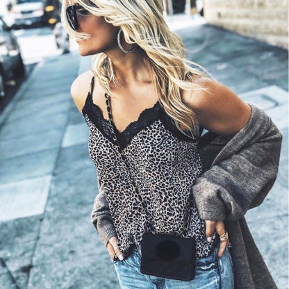 Dames en dentelle imprimé serpent débardeur à bretelles spaghetti Chic und Stil