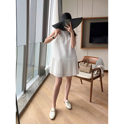 Robe midi plissée pour femme avec accents de bouton Chic und Stil