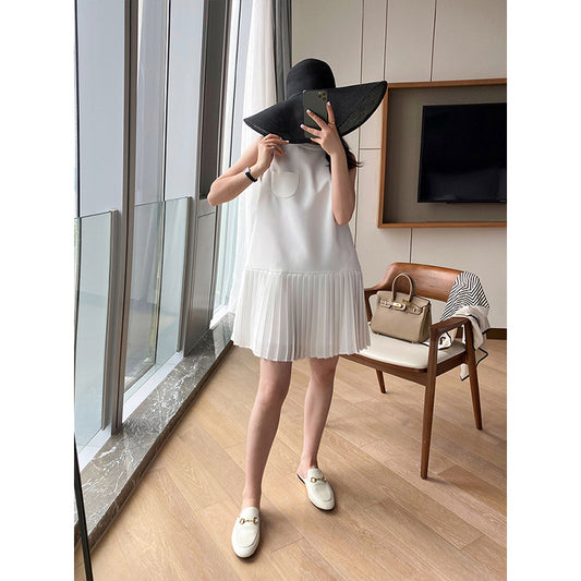 Robe midi plissée pour femme avec accents de bouton Chic und Stil