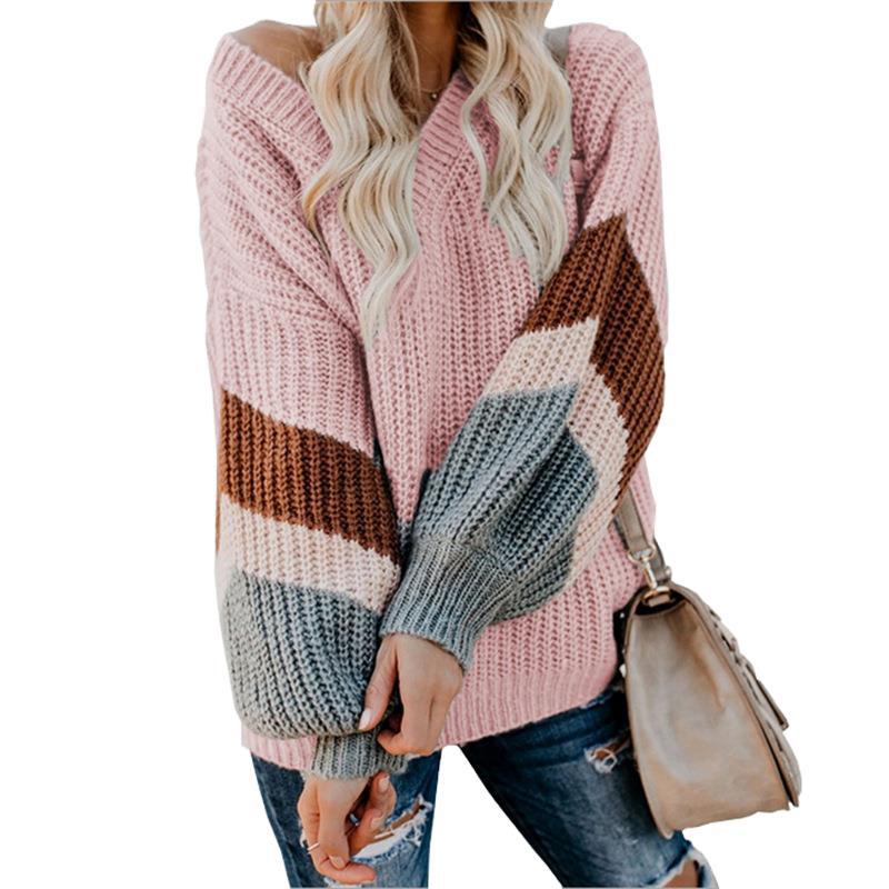 Pull en gros à col rond pour femmes avec un design moderne en blocs de couleur Chic und Stil