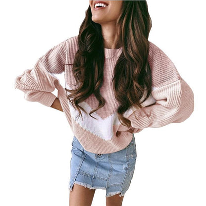 Pull décontracté en tricot pour femmes avec design moderne à blocs de couleur et épaules dénudées Chic und Stil
