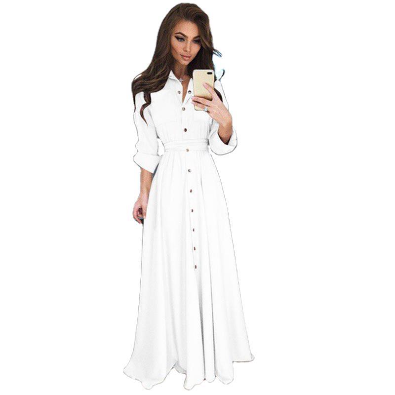 Robe chemise à manches longues pour femmes avec une ceinture ajustable et une fermeture à boutons Chic und Stil