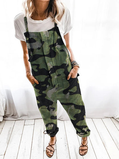 Dames Décontractée Salopette Camouflage Chic und Stil