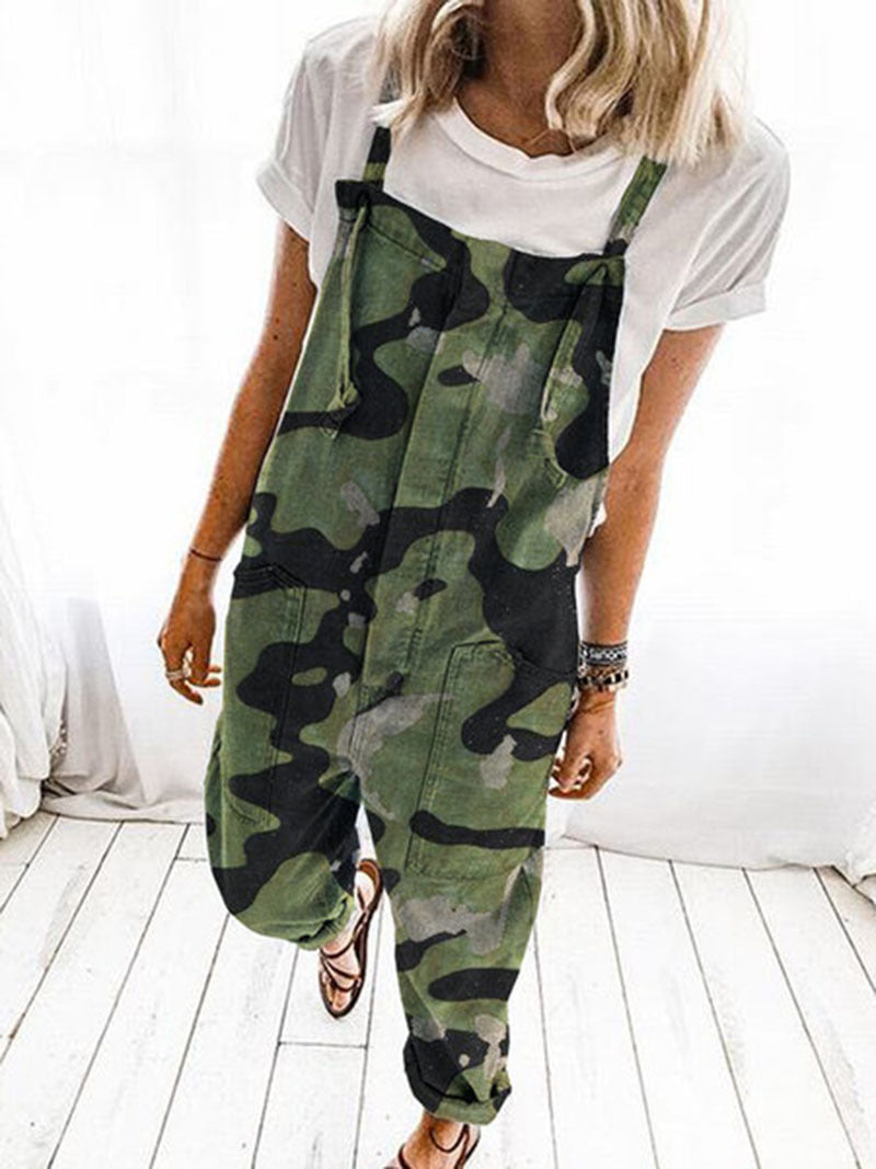 Dames Décontractée Salopette Camouflage Chic und Stil