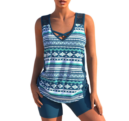 Chic und Stil | Tankini Set Summery Tankini Set with Geometric V-Neck