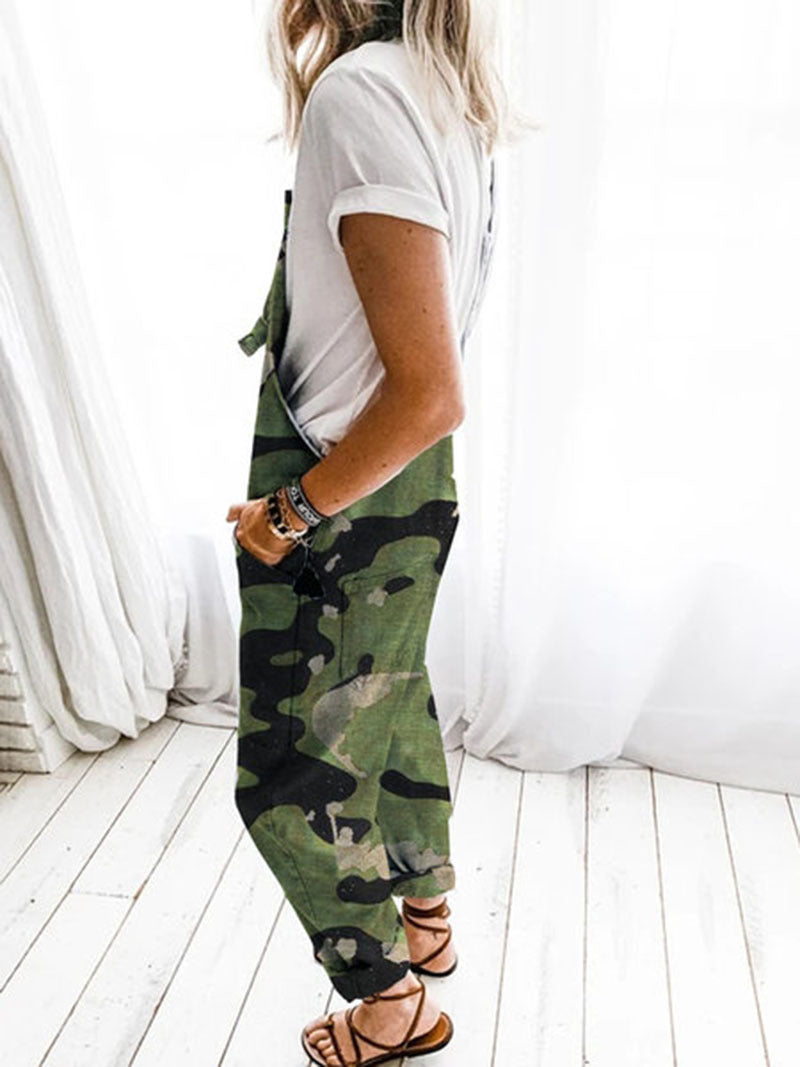 Dames Décontractée Salopette Camouflage Chic und Stil