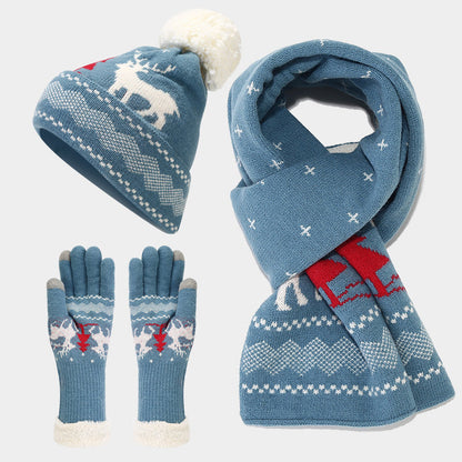 Chic und Stil | Christmas Reindeer Pattern Hat Scarf Gloves Set (6 Colors)