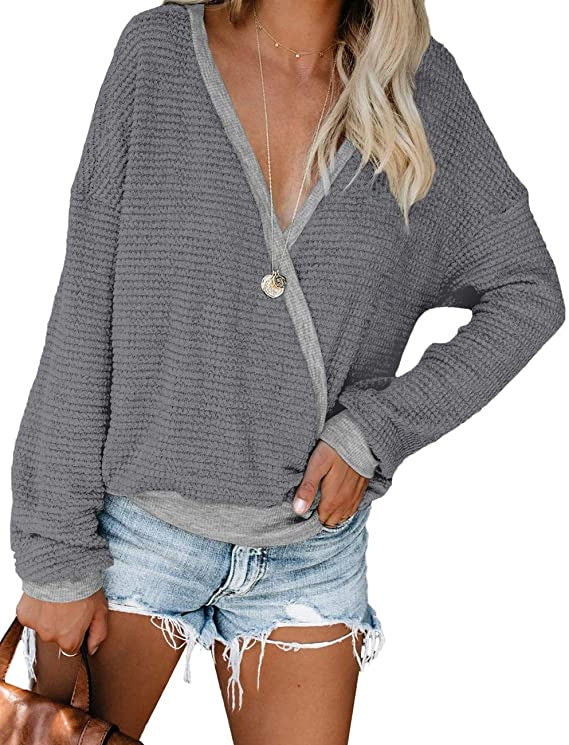 Pull décontracté pour femmes avec décolleté en V profond et coupe décontractée Chic und Stil