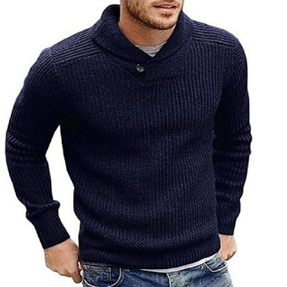 Pull-over à col roulé en grosse maille pour hommes avec détails en bouton Chic und Stil