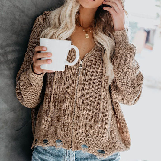 Femme Pull décontracté avec fermeture éclair moderne et coupe ample Chic und Stil