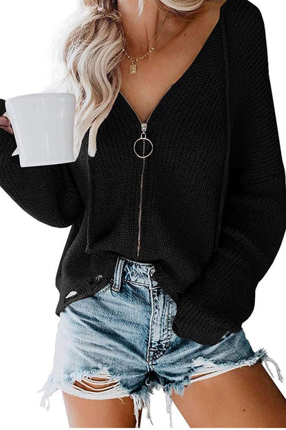 Femme Pull décontracté avec fermeture éclair moderne et coupe ample Chic und Stil