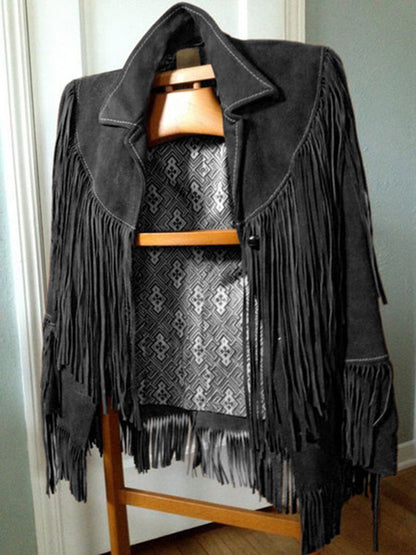 Women’s Suede Jacket with Fringe Details – Stylish & Comfortable | Chic und Stil