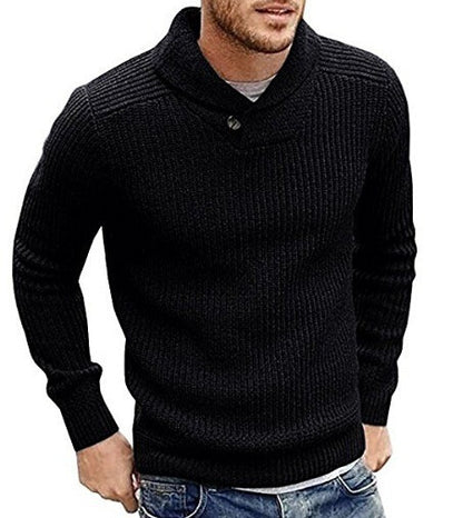 Pull-over à col roulé en grosse maille pour hommes avec détails en bouton Chic und Stil