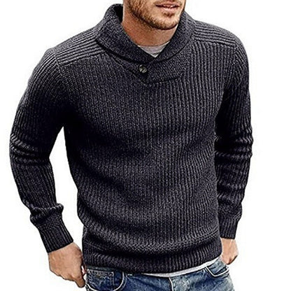 Pull-over à col roulé en grosse maille pour hommes avec détails en bouton Chic und Stil