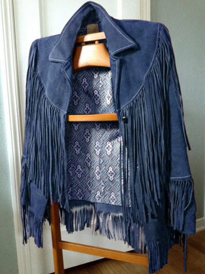 Women’s Suede Jacket with Fringe Details – Stylish & Comfortable | Chic und Stil