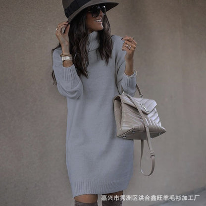 Robe pull en grosse maille pour femmes avec col montant et matériau doux Chic und Stil