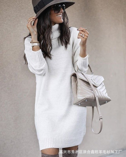 Robe pull en grosse maille pour femmes avec col montant et matériau doux Chic und Stil